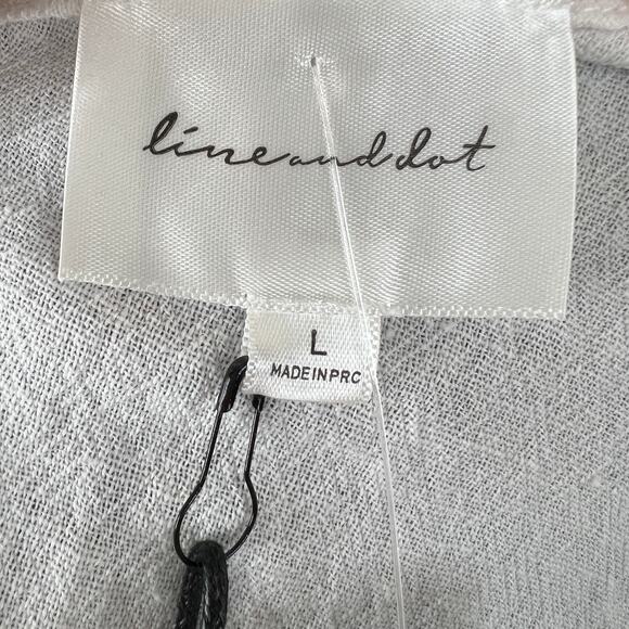 Line And Dot White Orange Top Linen Knotted Front Ruffle Sleeve Size Large L NEW - Picture 8 of 11